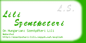lili szentpeteri business card